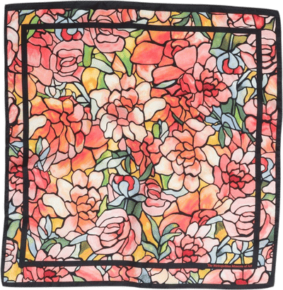 Louis C. Tiffany Pink Peonies Silk Neckerchief
