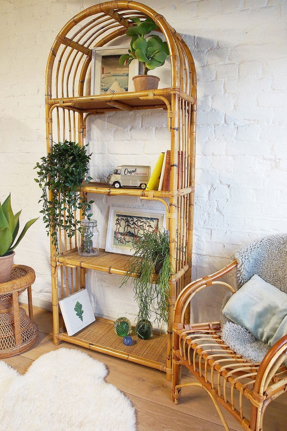 Urban Renewal Vintage Cane & Rattan Bookshelf