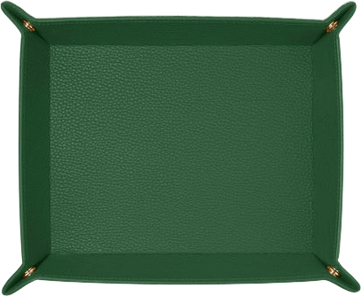 Snappy flat packable leather catch all tray