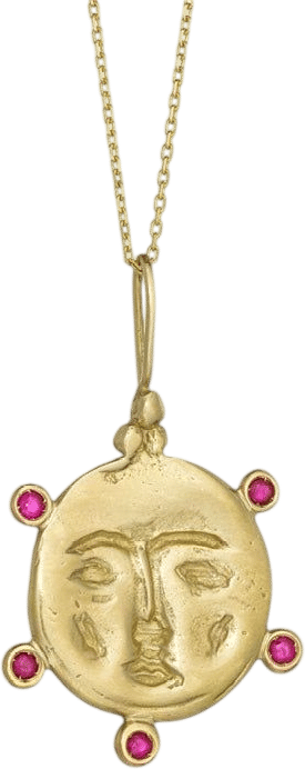 Ruby Moon Face Pendant