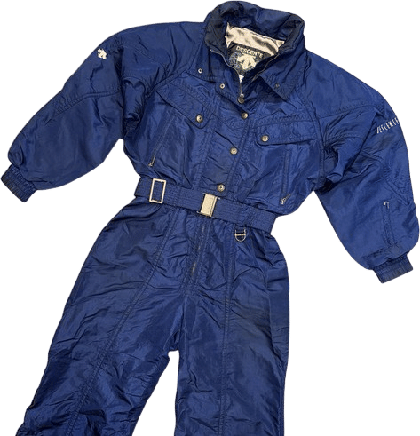 Descente Ski Suit Snowsuit One Piece Snow Bib Vintage 90s Retro Navy Womens 12