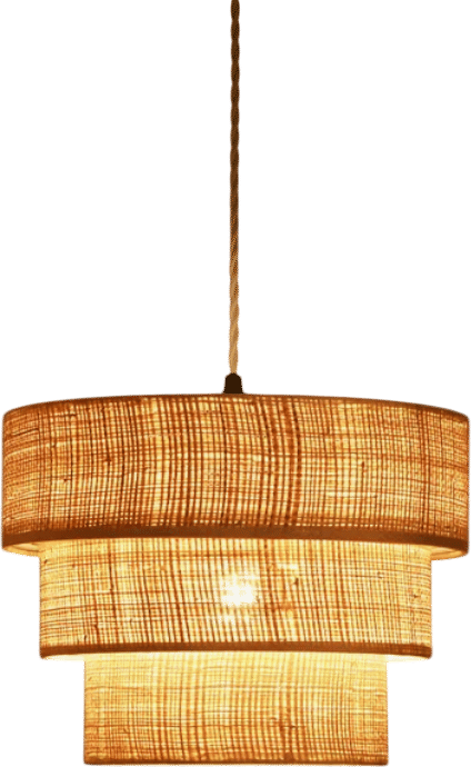 3 Tier Rattan Plug In Pendant Light