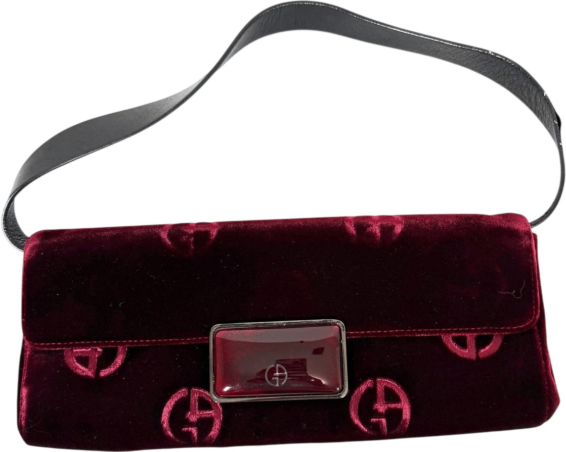 Rare find Giorgio Armani Burgundy Velvet GA Logo Bag