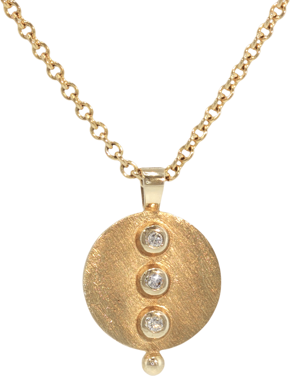 'Alhena' Diamond Three-Stone Pendant in 9ct Yellow Gold