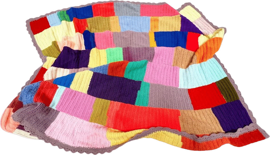 Vintage Mid-century Hand-knit Colorful Patchwork Blanket - Etsy