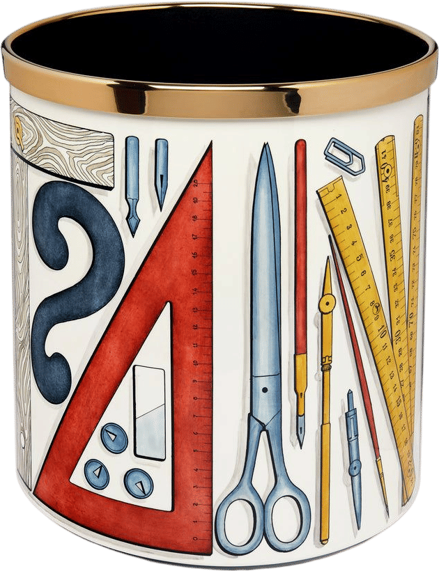 Fornasetti Strumenti da Disegno Iron Wastepaper Bin