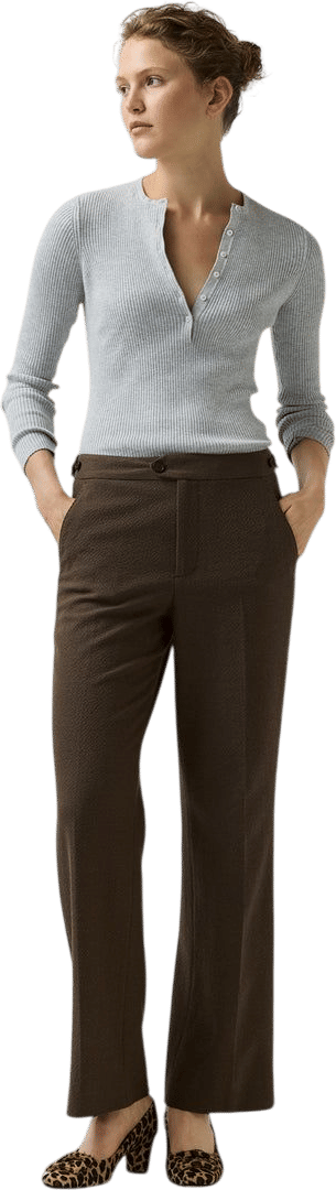Billie Pant in Bark Crinkle Cotton/Wool