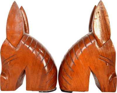 Vintage Midcentury Wooden Donkey Bookends