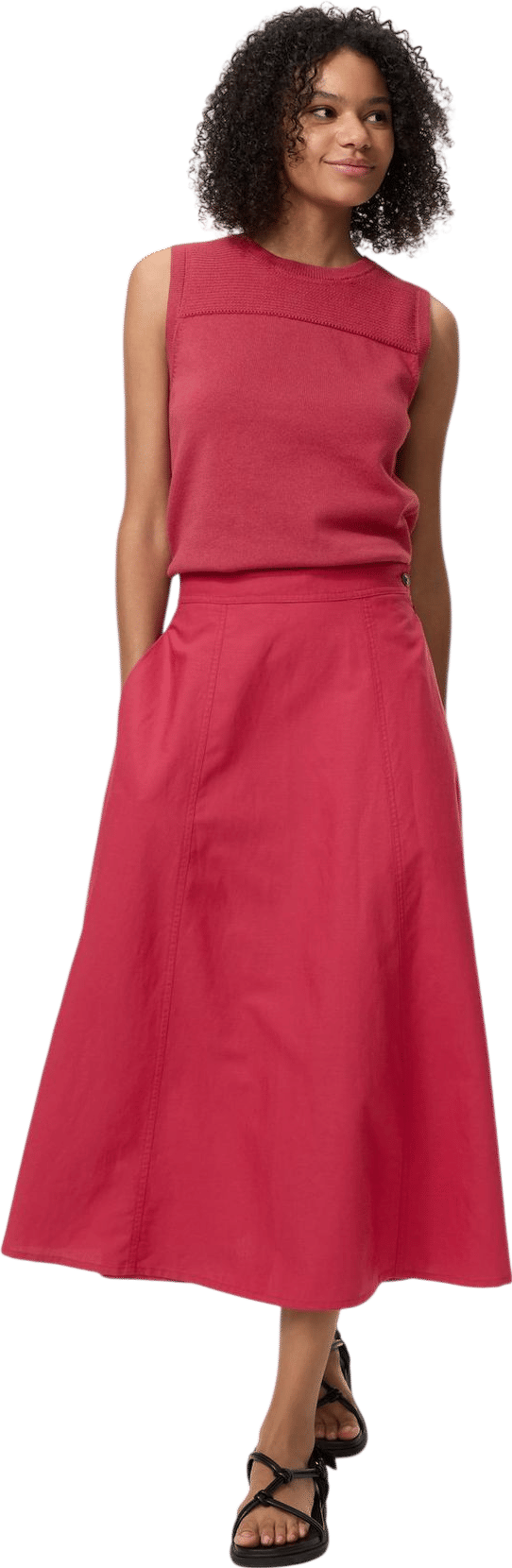 Linen Blend Flare Skirt