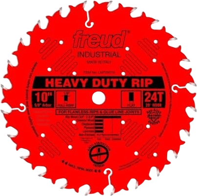 Freud Heavy-Duty Rip Saw Blade with Premium Tico Hi-Density Carbide Ripping Blend for Maximum Performance - 10" Diameter, 24 Teeth, 5/8" Arbor, .126" Kerf - LM72R010