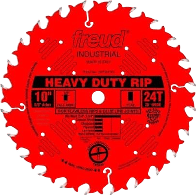 Freud Heavy-Duty Rip Saw Blade with Premium Tico Hi-Density Carbide Ripping Blend for Maximum Performance - 10" Diameter, 24 Teeth, 5/8" Arbor, .126" Kerf - LM72R010