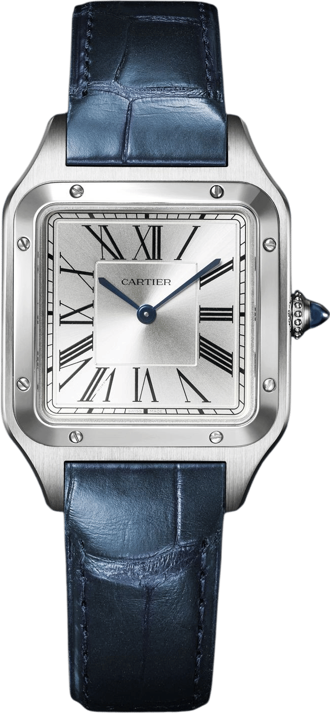 Cartier Santos-Dumont Large Steel w/ Alligator Strap