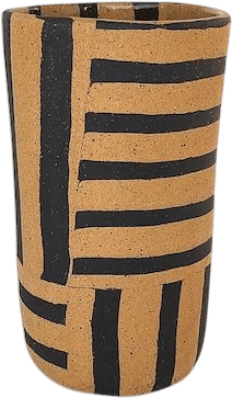 Black and Tan Stripe Nerikomi Vase (Fizzy Ceramics)