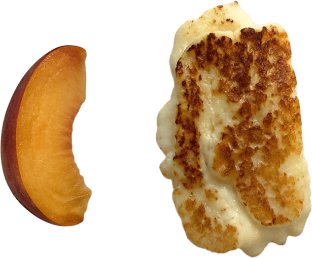 Slutty snack: griddled halloumi and peaches