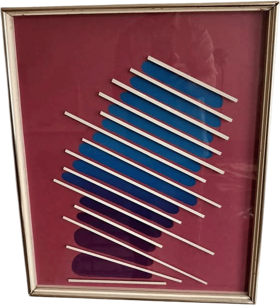 1970s-1980s Minimalist Abstract Mixed Media Op Art