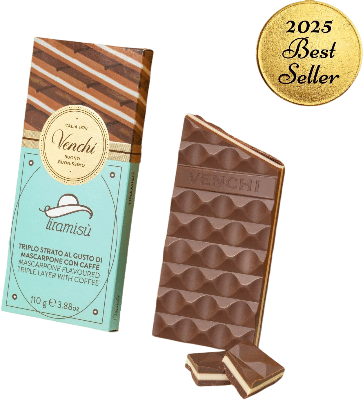 Venchi Tiramisu Cremino Layered Chocolate Bar