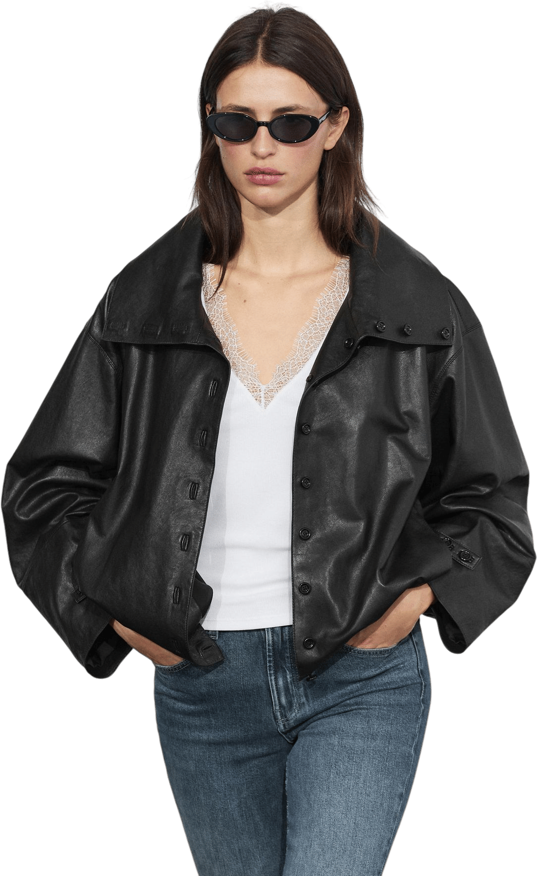 Massimo Dutti Nappa Leather Bomber Jacket