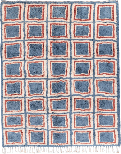 Kaleido Squares Luxury Shag Moroccan Rug