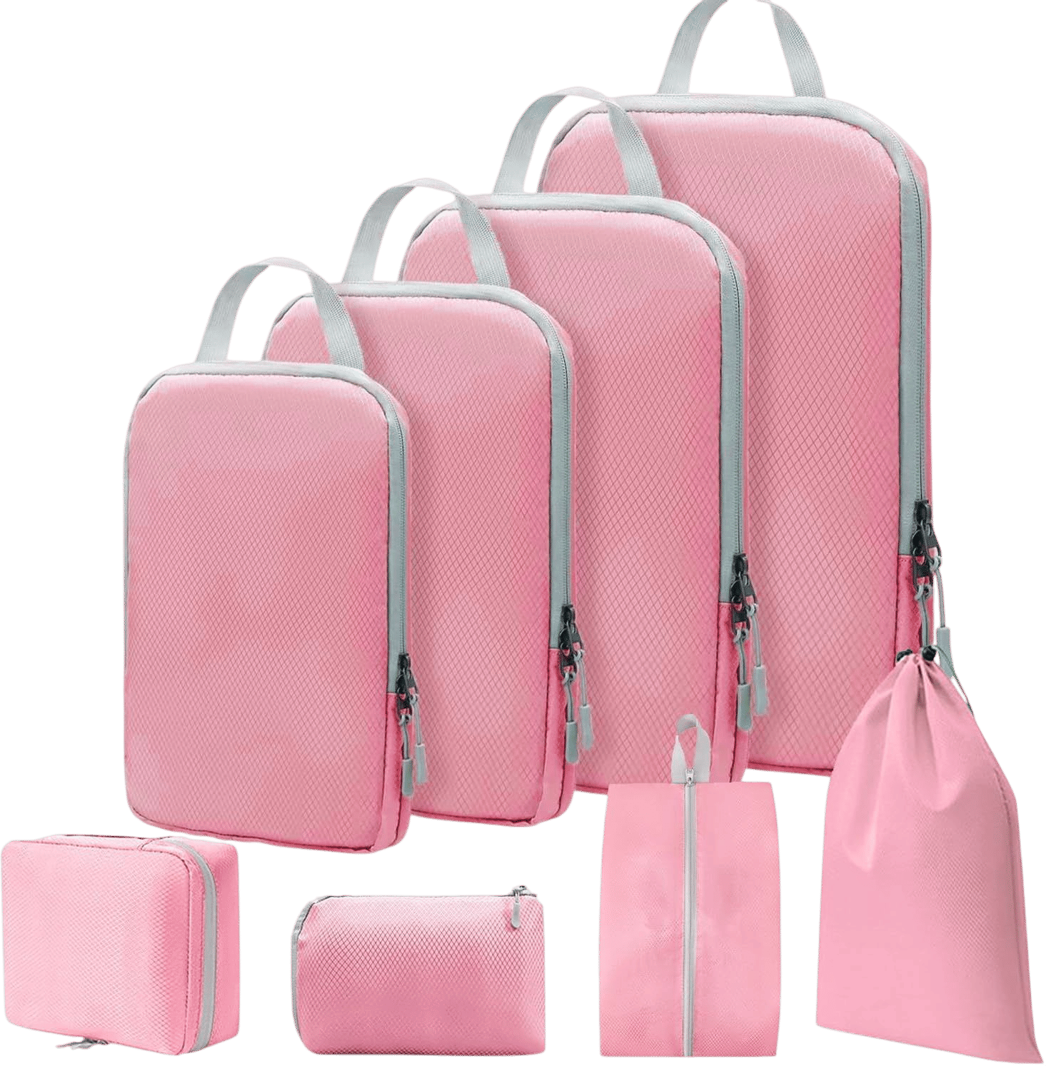Areaphmet 8pcs Compression Packing Cubes for Travel - Pink