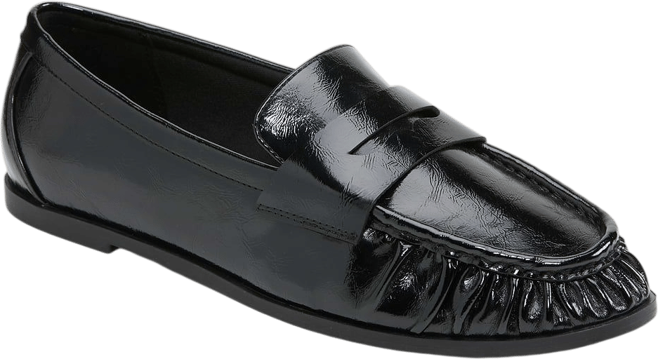Faux-Leather Ruched Loafers