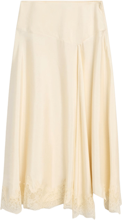 Asymmetric Lace-Trimmed Skirt