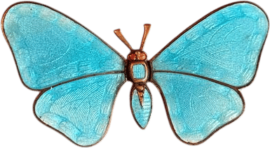 Vintage Sterling Silver Enamel Blue Butterfly Brooch Pin