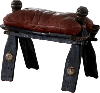 Dark Red Upholstered Moroccan Camel Saddle Footstool