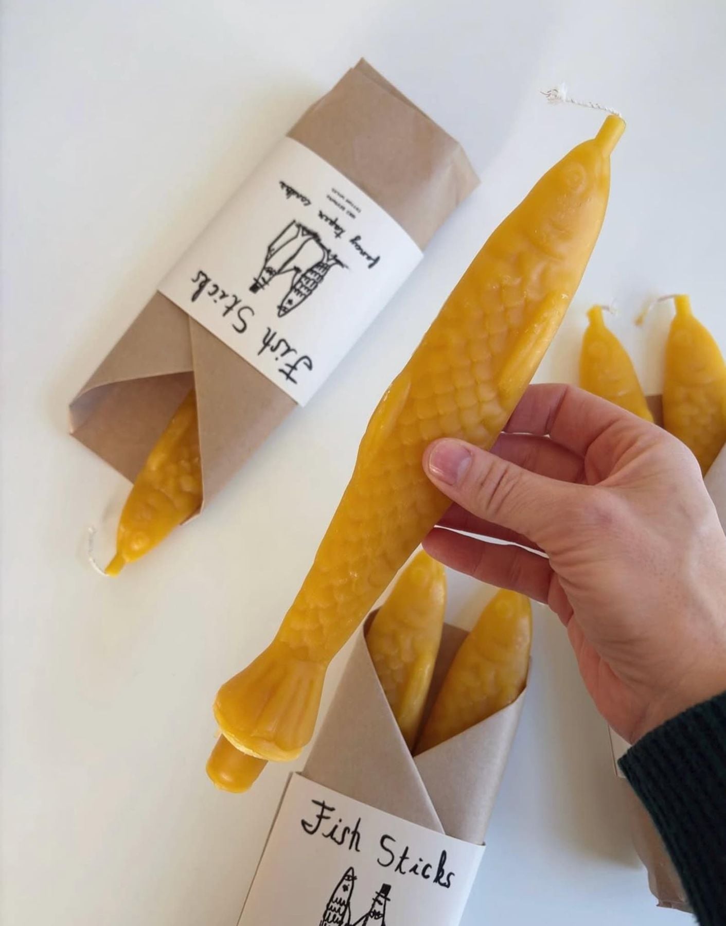 Fish Shaped Beeswax Taper Candles