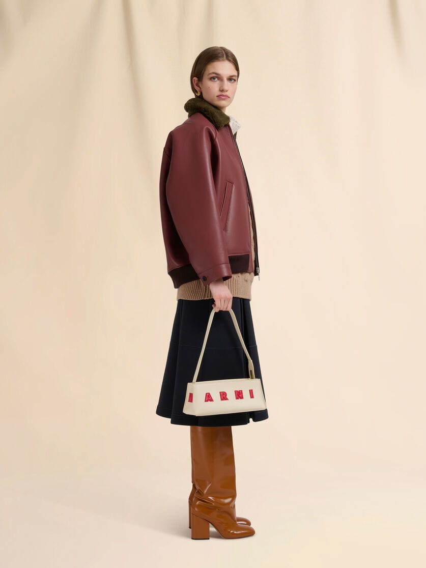 Marni Museo Cream Leather Baguette Bag