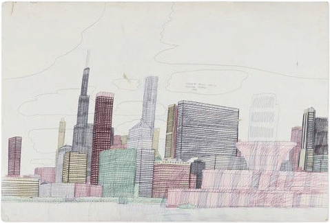 Buckingham Fountain Ink and Marker Artwork