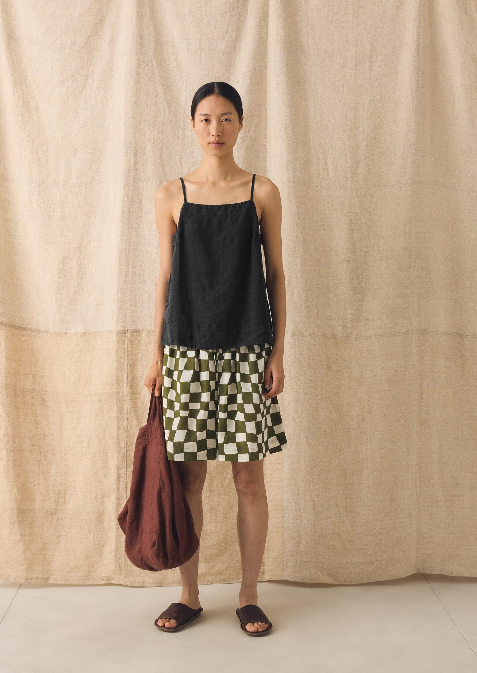 Square Neck Garment Dyed Linen Tank