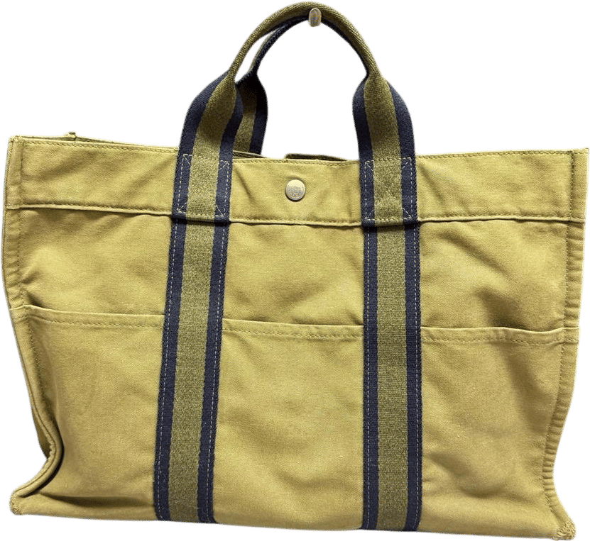 Hermes green canvas tote