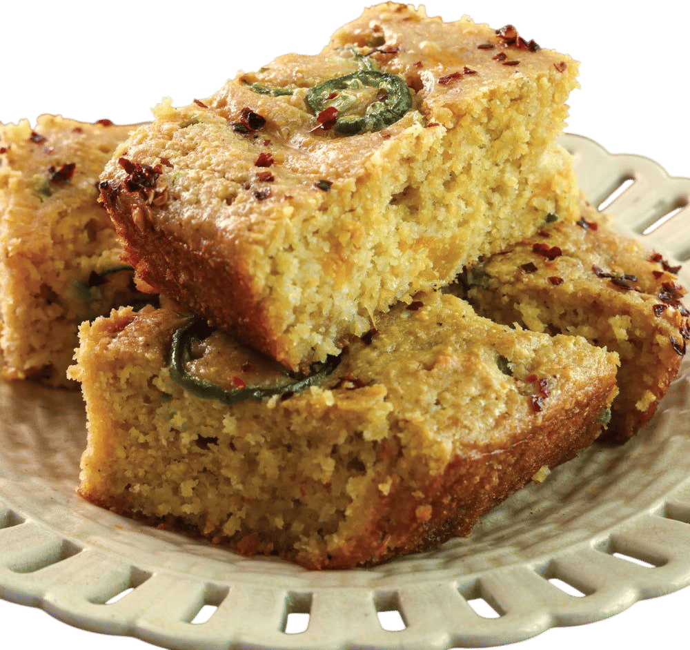 Jalepeño Cornbread + Peach & Hot Honey