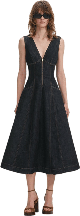 Self-Portrait Indigo Denim Midi Dress