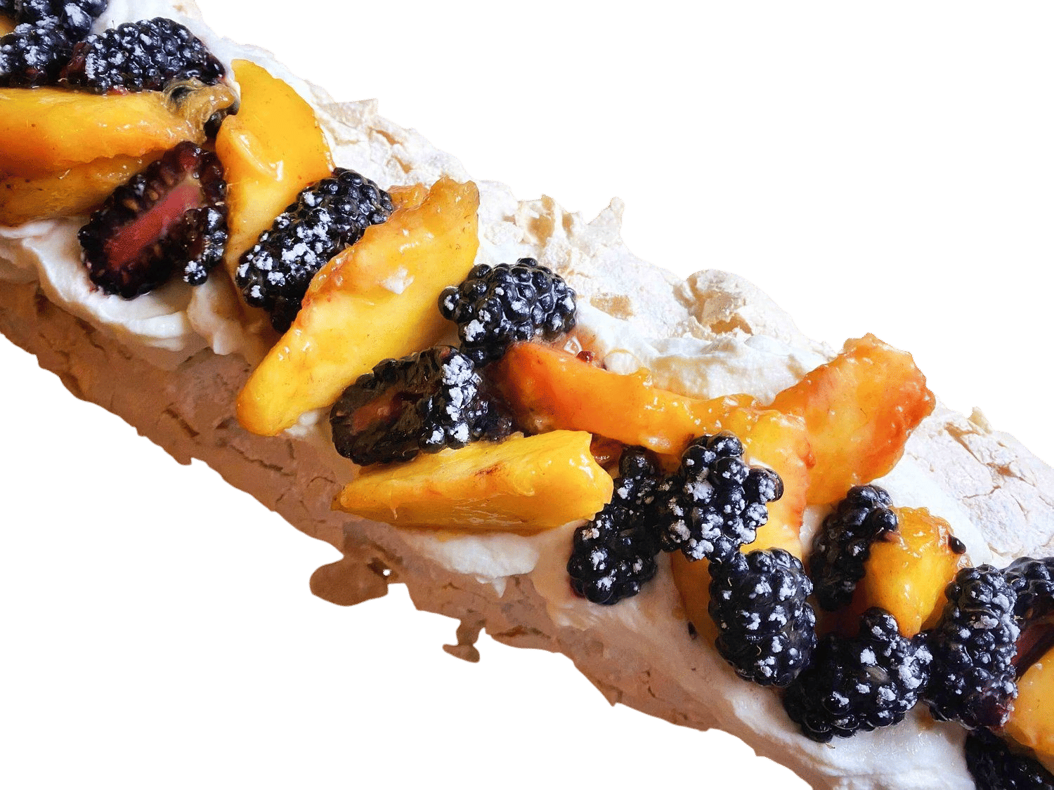 Ottolenghi Rolled Pavlova with Peaches and Blackberries Recipe