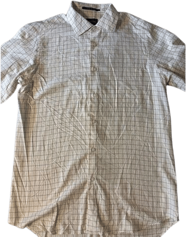 Bamford & Sons Button Down Shirt Mens M Cream Windowpane Check Cotton Made Italy