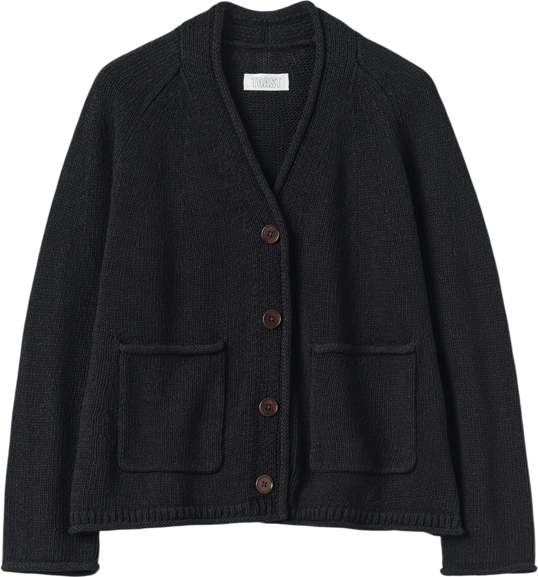 Toast Cotton Linen V Neck Cardigan (Slate)