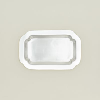 Decorative Edge Rectangular Silver Tray