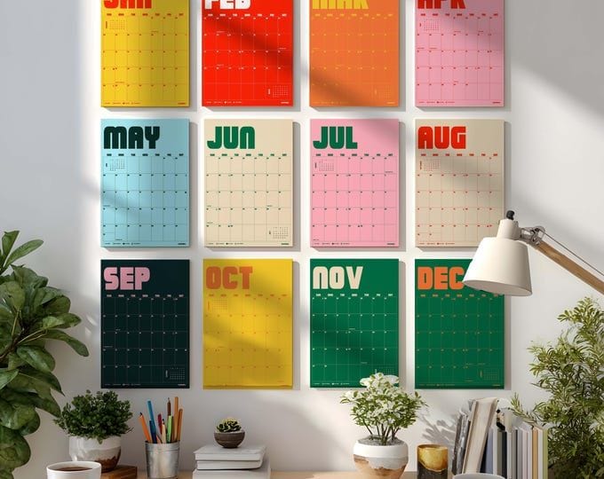 Retro 2026 Monthly Wall Calendar - Etsy