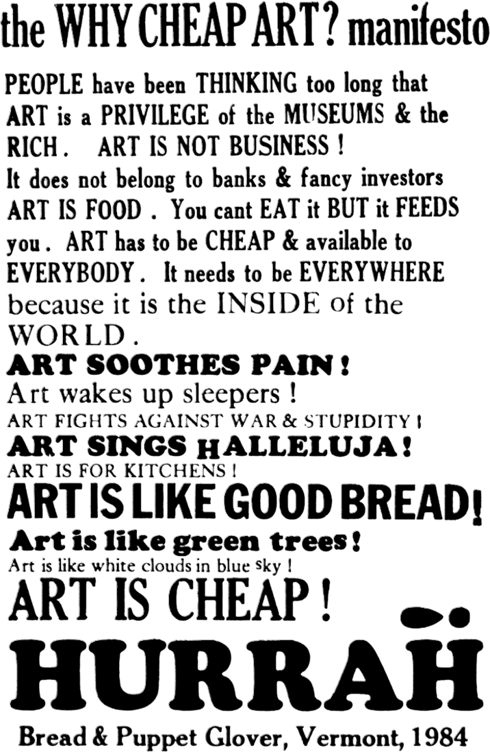 Bread and Puppet--Cheap Art