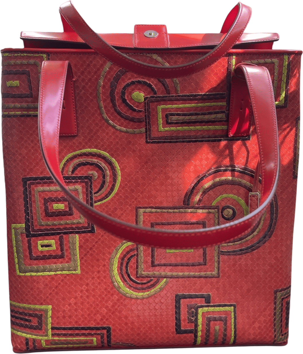 Stephane Kelian Genuine Leather Hand Bag Red Large Shoulder Bag