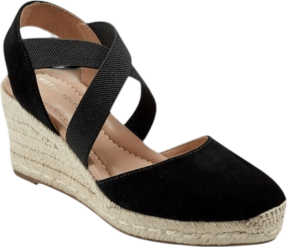 Easy Spirit Meza Wedge Espadrille Sandals, Black