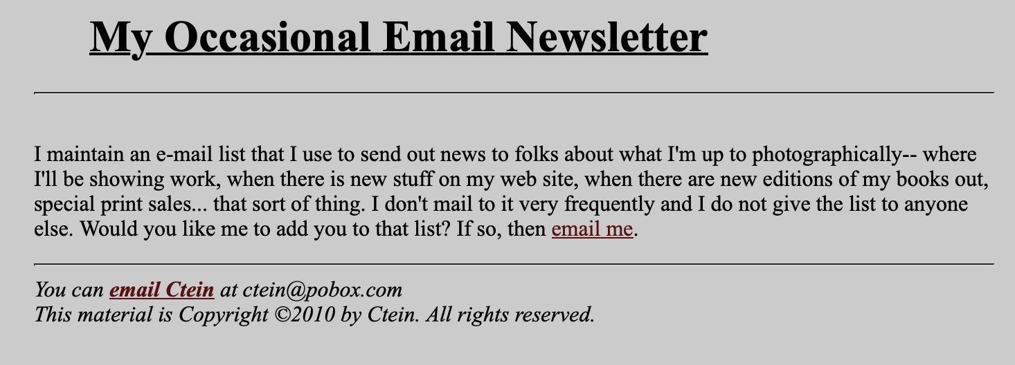 Ctein's Email Newsletter