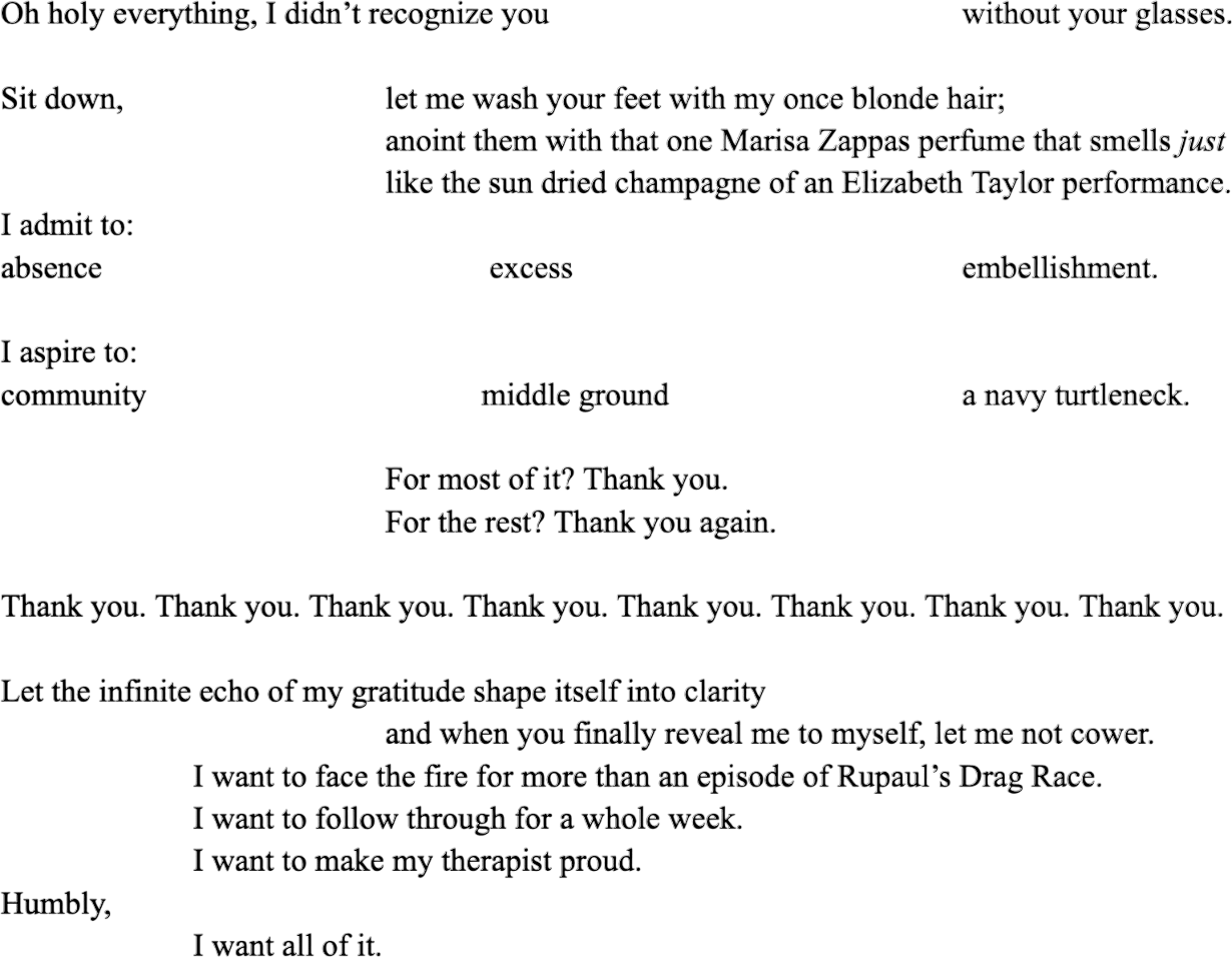 writing seasonal  "prayers"