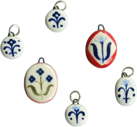 Ceramic Hand Painted Folk Floral Charm