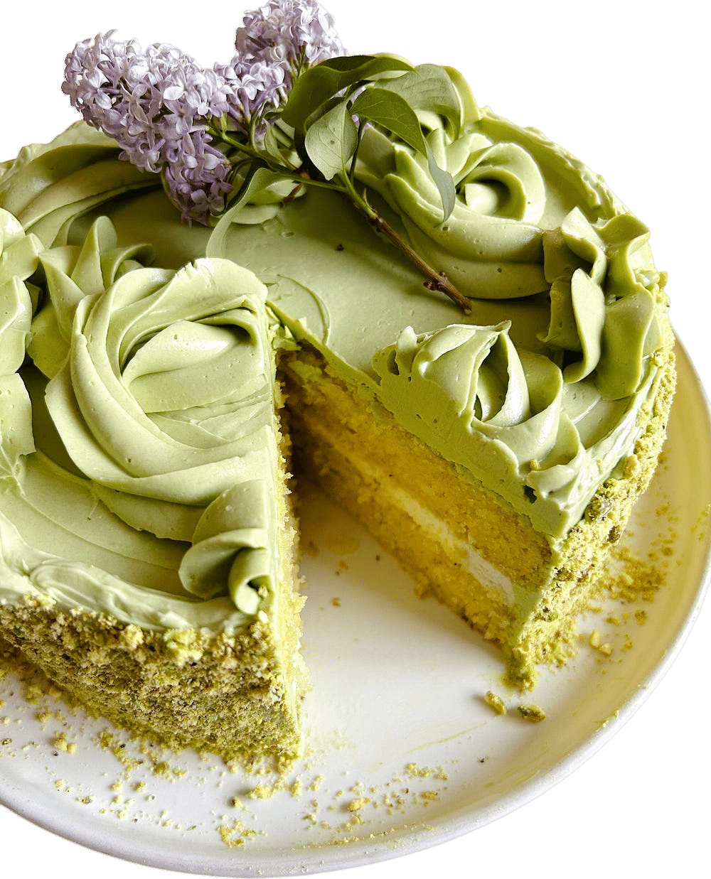 Plushest Lemon Olive Oil Pistachio Cake