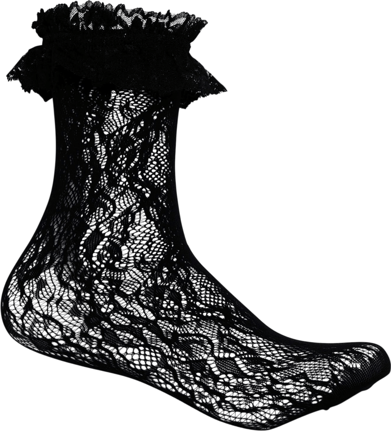 Heiress Black Lace Ruffle Socks