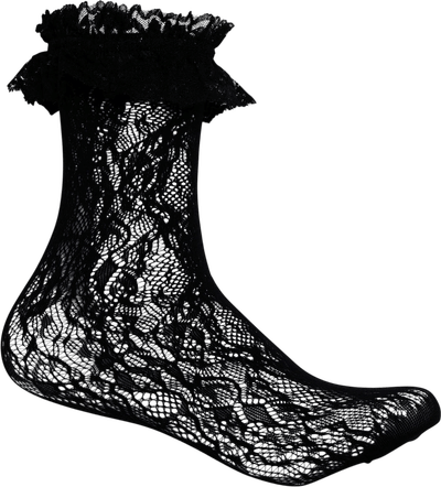 Heiress Black Lace Ruffle Socks