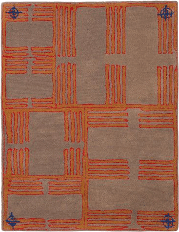 Brown & Orange Circuit Rug