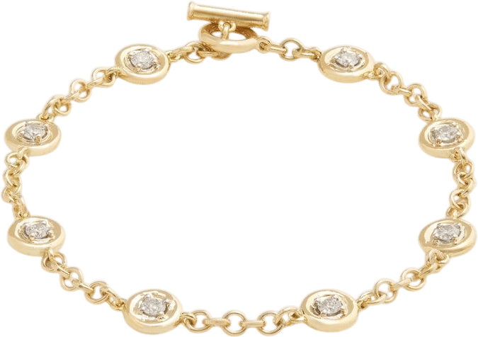 18K Yellow and White Gold Round Edge Diamond Bracelet